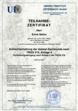 Teilnahme-Zertifikat